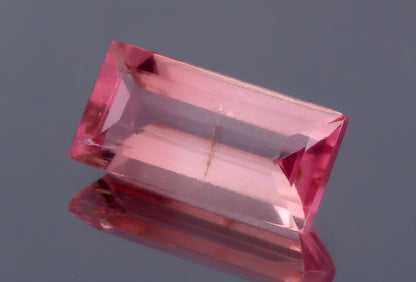 Natural GSI Certified Rubellite Tourmaline Baguette Cut 1.32 Ct Loose Gemstone, Genuine Rubellite Unmounted Gemstone