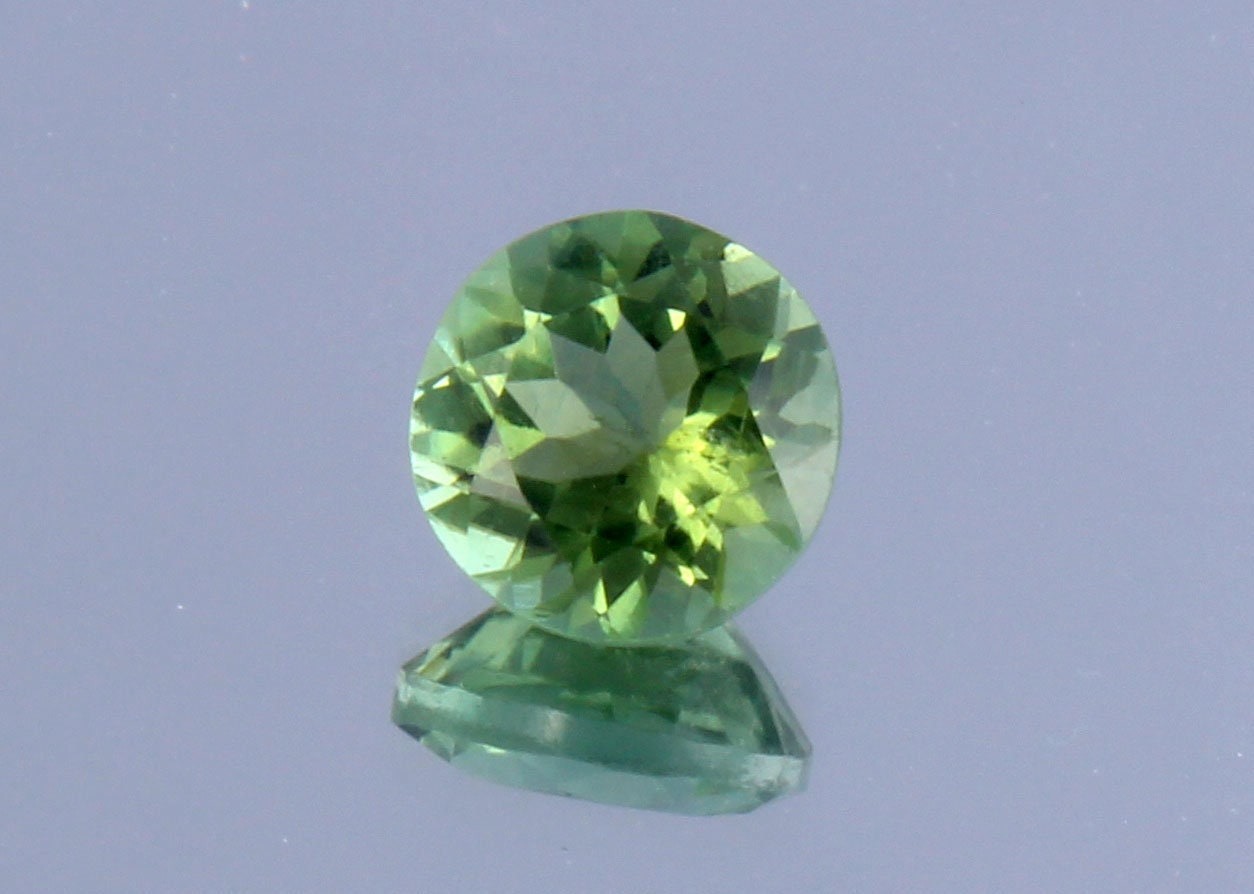 High Grade IGI Certified 1.17 Ct Green Verdelite Tourmaline Round Cut 6.54 - 6.67 x 4.28 mm Loose Gemstone For Jewelry Making